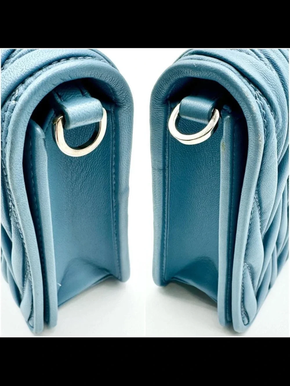Miu Miu Light Blue Quilted Shoulder Bag with Tassel